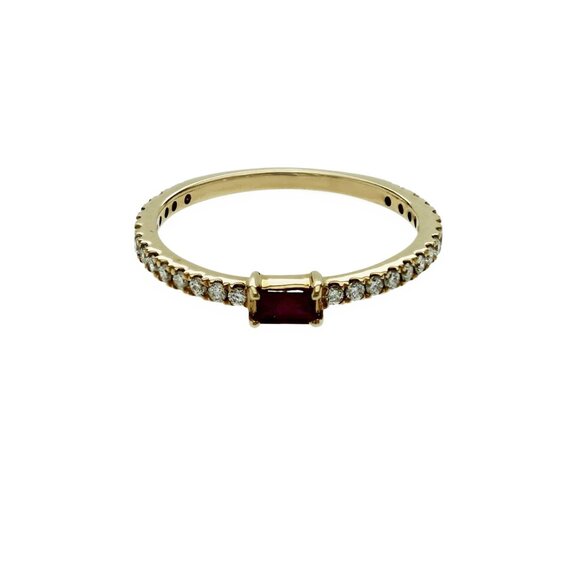 14K Yellow Gold 0.24 CT Diamond & 0.12 CT Ruby Ring Band Size 6 - Picture 3 of 6